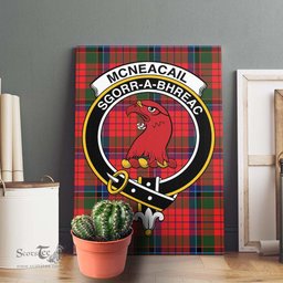 ScotsTee Shop Scottish McNeacail of Scorrybreac Clan Crest Tartan Framed Canvas Print Wall Art
