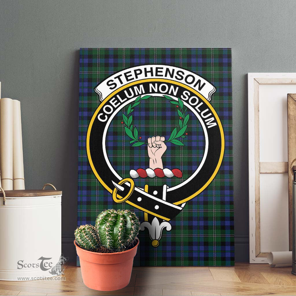 ScotsTee Shop Scottish Stephenson Hunting Clan Crest Tartan Framed Canvas Print Wall Art