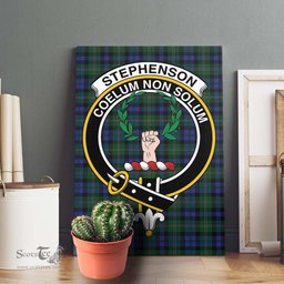 ScotsTee Shop Scottish Stephenson Hunting Clan Crest Tartan Framed Canvas Print Wall Art