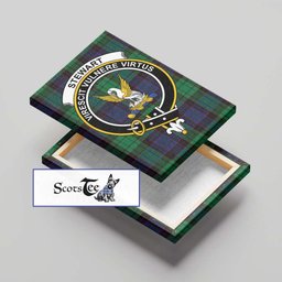 ScotsTee Shop Scottish Stewart Old Modern Clan Crest Tartan Framed Canvas Print Wall Art