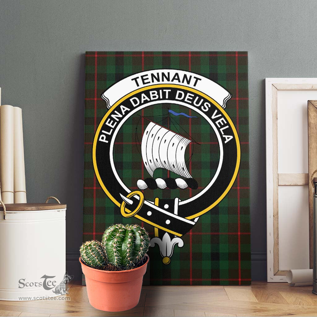 ScotsTee Shop Scottish Tennant Clan Crest Tartan Framed Canvas Print Wall Art