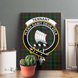 ScotsTee Shop Scottish Tennant Clan Crest Tartan Framed Canvas Print Wall Art
