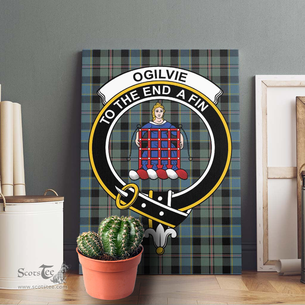 ScotsTee Shop Scottish Ogilvie (Ogilvy) Hunting Clan Crest Tartan Framed Canvas Print Wall Art