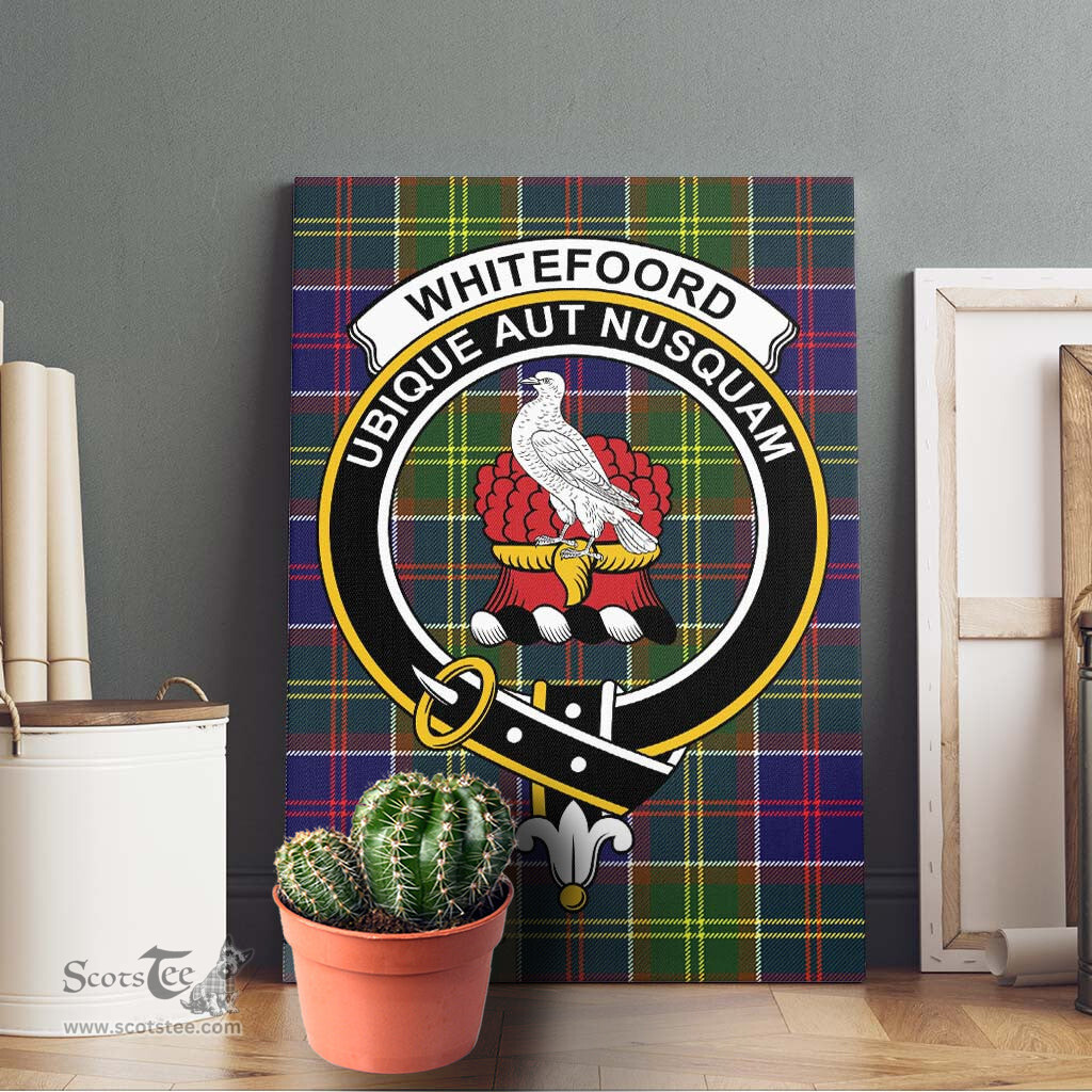 ScotsTee Shop Scottish Whitefoord Modern Clan Crest Tartan Framed Canvas Print Wall Art