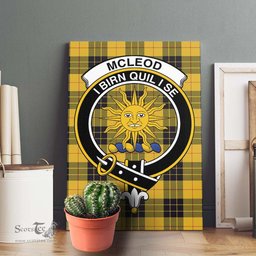 ScotsTee Shop Scottish McLeod of Lewis Ancient Clan Crest Tartan Framed Canvas Print Wall Art