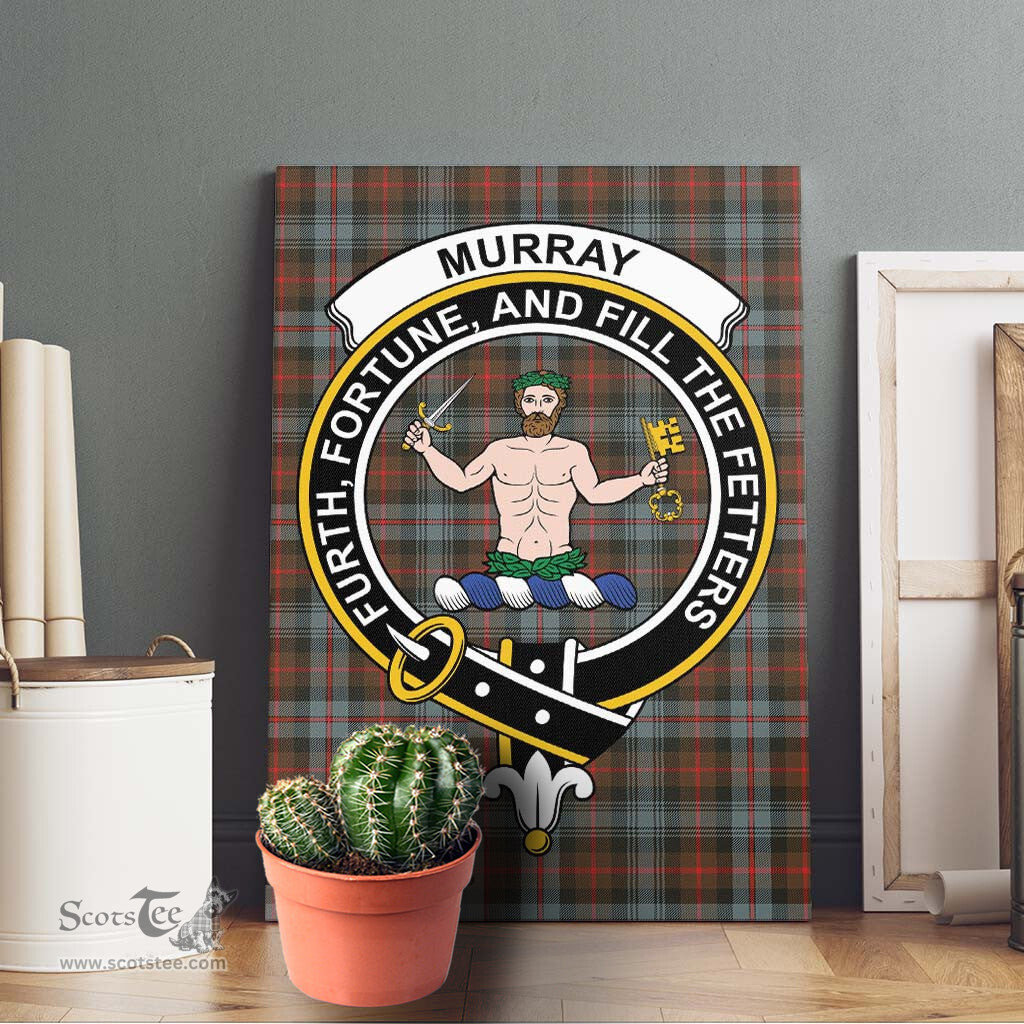 ScotsTee Shop Scottish Murray of Atholl Weathered Clan Crest Tartan Framed Canvas Print Wall Art