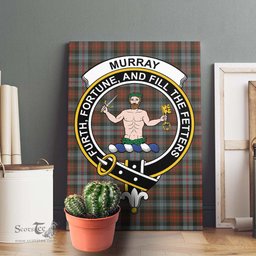 ScotsTee Shop Scottish Murray of Atholl Weathered Clan Crest Tartan Framed Canvas Print Wall Art