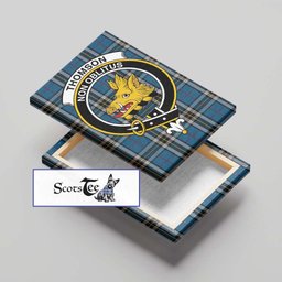 ScotsTee Shop Scottish Thomson Dress Blue Clan Crest Tartan Framed Canvas Print Wall Art