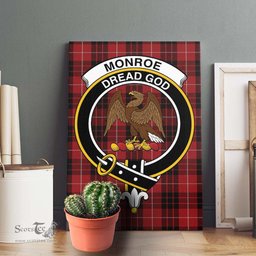 ScotsTee Shop Scottish Monroe Black and Red Clan Crest Tartan Framed Canvas Print Wall Art