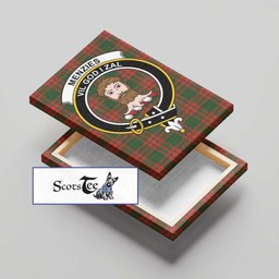 ScotsTee Shop Scottish Menzies Green Modern Clan Crest Tartan Framed Canvas Print Wall Art