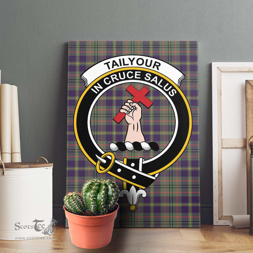 ScotsTee Shop Scottish Tailylour Weathered Clan Crest Tartan Framed Canvas Print Wall Art