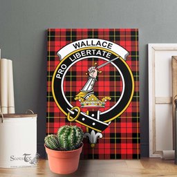 ScotsTee Shop Scottish Wallace Hunting Red Clan Crest Tartan Framed Canvas Print Wall Art