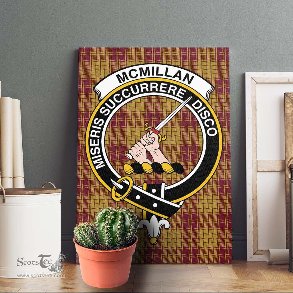 ScotsTee Shop Scottish McMillan Dress Clan Crest Tartan Framed Canvas Print Wall Art