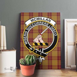 ScotsTee Shop Scottish McMillan Dress Clan Crest Tartan Framed Canvas Print Wall Art