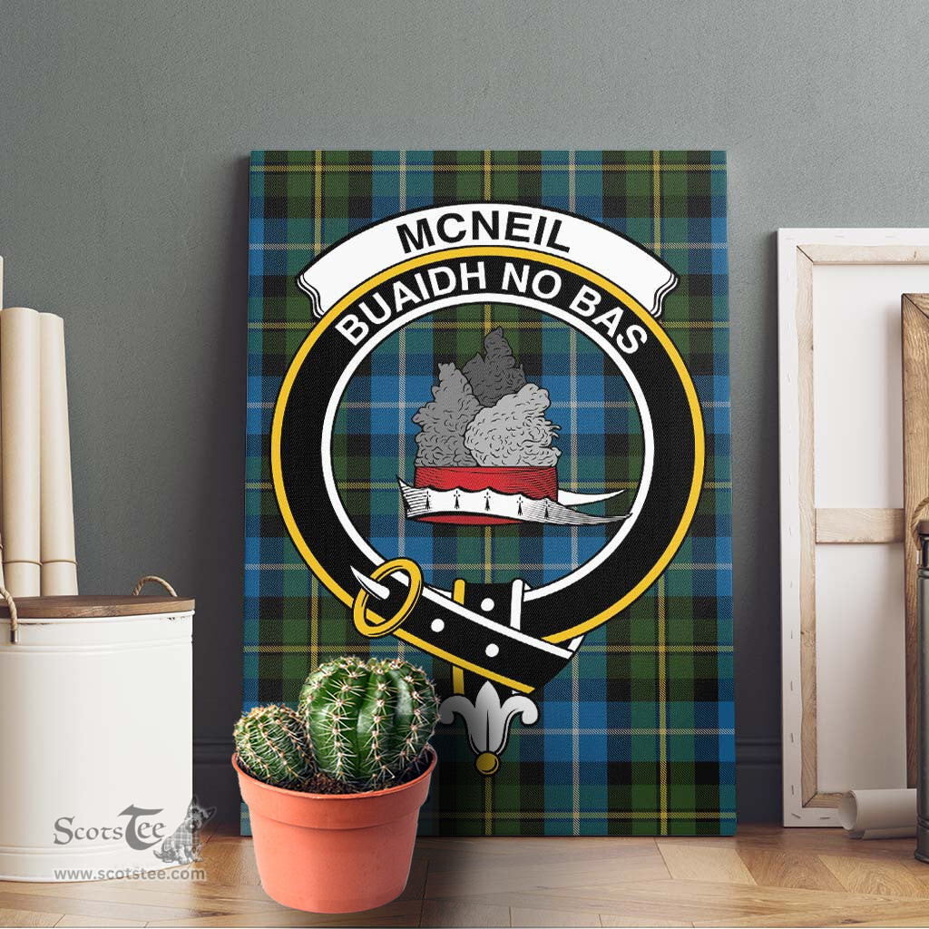 ScotsTee Shop Scottish McNeil of Barra Clan Crest Tartan Framed Canvas Print Wall Art