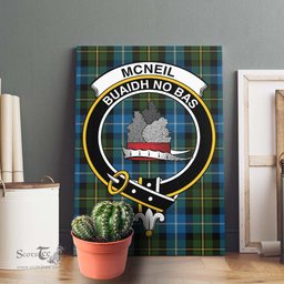 ScotsTee Shop Scottish McNeil of Barra Clan Crest Tartan Framed Canvas Print Wall Art