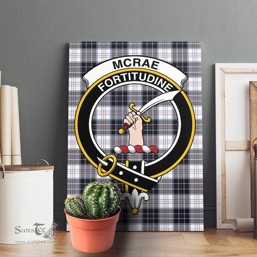 ScotsTee Shop Scottish McRae Dress Modern Clan Crest Tartan Framed Canvas Print Wall Art
