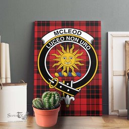 ScotsTee Shop Scottish McLeod of Raasay Clan Crest Tartan Framed Canvas Print Wall Art