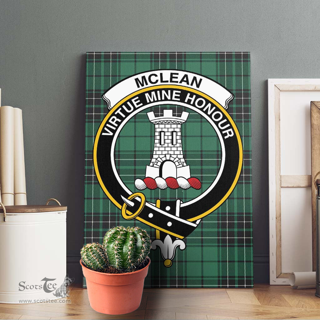 ScotsTee Shop Scottish McLean Hunting Ancient Clan Crest Tartan Framed Canvas Print Wall Art