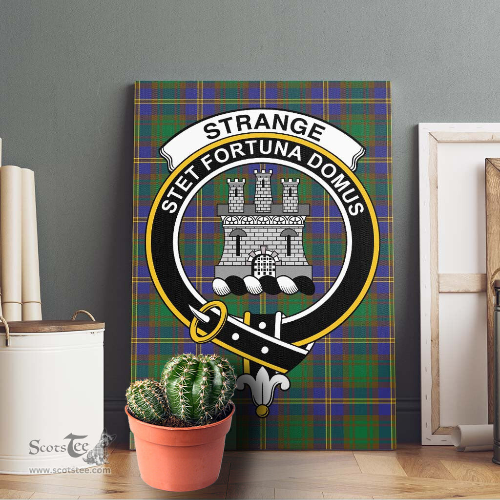 ScotsTee Shop Scottish Strange of Balkaskie Clan Crest Tartan Framed Canvas Print Wall Art