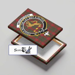 ScotsTee Shop Scottish McKintosh Red Clan Crest Tartan Framed Canvas Print Wall Art