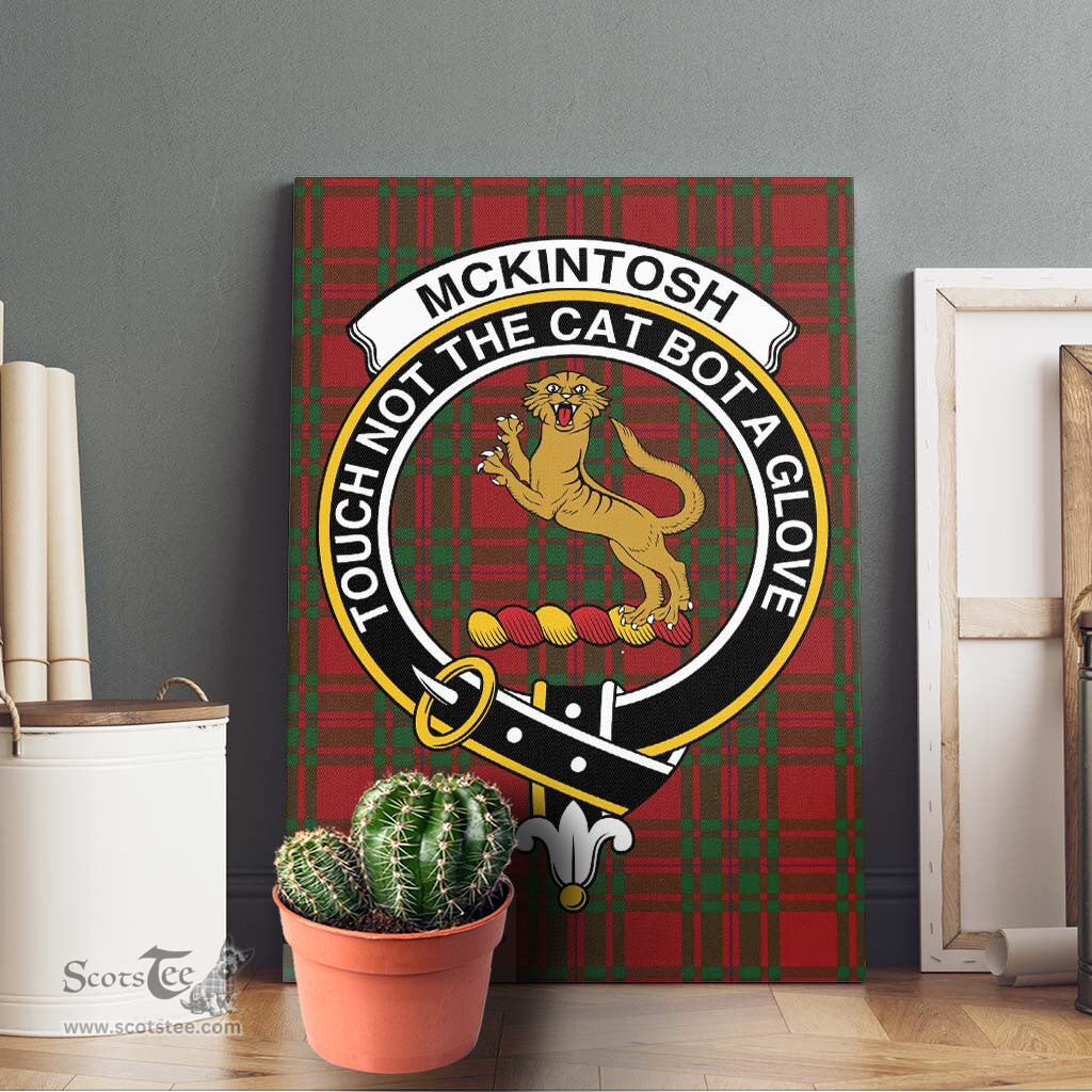 ScotsTee Shop Scottish McKintosh Red Clan Crest Tartan Framed Canvas Print Wall Art