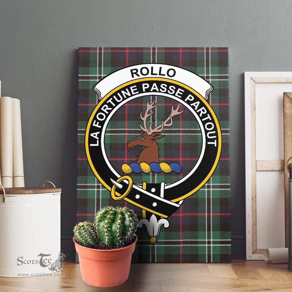 ScotsTee Shop Scottish Rollo Hunting Clan Crest Tartan Framed Canvas Print Wall Art