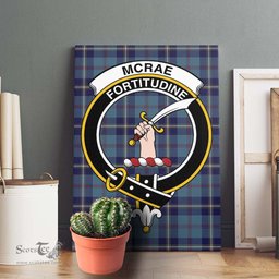 ScotsTee Shop Scottish McRae of America Clan Crest Tartan Framed Canvas Print Wall Art