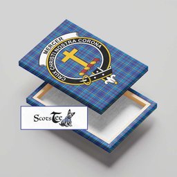 ScotsTee Shop Scottish Mercer Modern Clan Crest Tartan Framed Canvas Print Wall Art