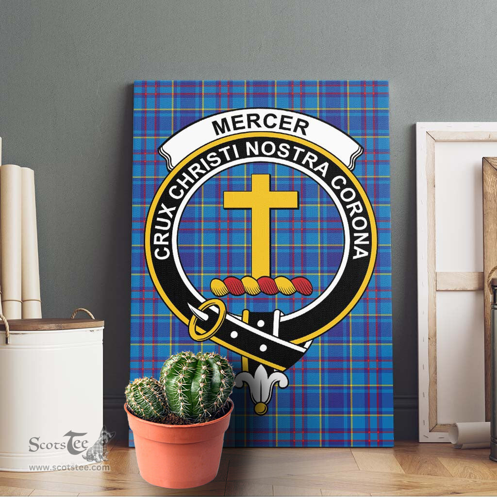 ScotsTee Shop Scottish Mercer Modern Clan Crest Tartan Framed Canvas Print Wall Art