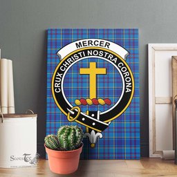 ScotsTee Shop Scottish Mercer Modern Clan Crest Tartan Framed Canvas Print Wall Art