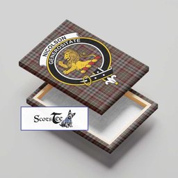 ScotsTee Shop Scottish Nicolson Hunting Weathered Clan Crest Tartan Framed Canvas Print Wall Art