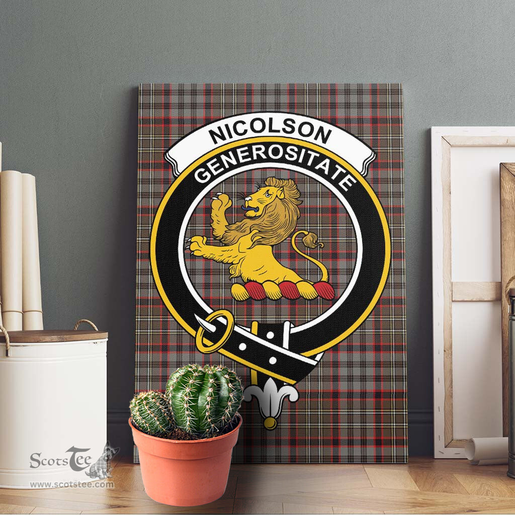 ScotsTee Shop Scottish Nicolson Hunting Weathered Clan Crest Tartan Framed Canvas Print Wall Art