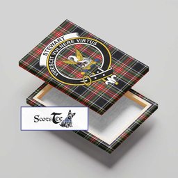 ScotsTee Shop Scottish Stewart Black Clan Crest Tartan Framed Canvas Print Wall Art