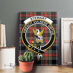 ScotsTee Shop Scottish Stewart Black Clan Crest Tartan Framed Canvas Print Wall Art