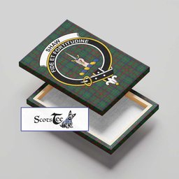 ScotsTee Shop Scottish Shaw of Tordarroch Green Hunting Clan Crest Tartan Framed Canvas Print Wall Art