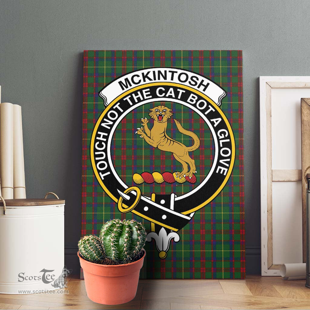 ScotsTee Shop Scottish McKintosh Hunting Clan Crest Tartan Framed Canvas Print Wall Art