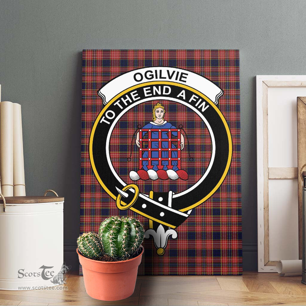 ScotsTee Shop Scottish Ogilvie (Ogilvy) Clan Crest Tartan Framed Canvas Print Wall Art