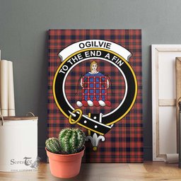 ScotsTee Shop Scottish Ogilvie (Ogilvy) Clan Crest Tartan Framed Canvas Print Wall Art