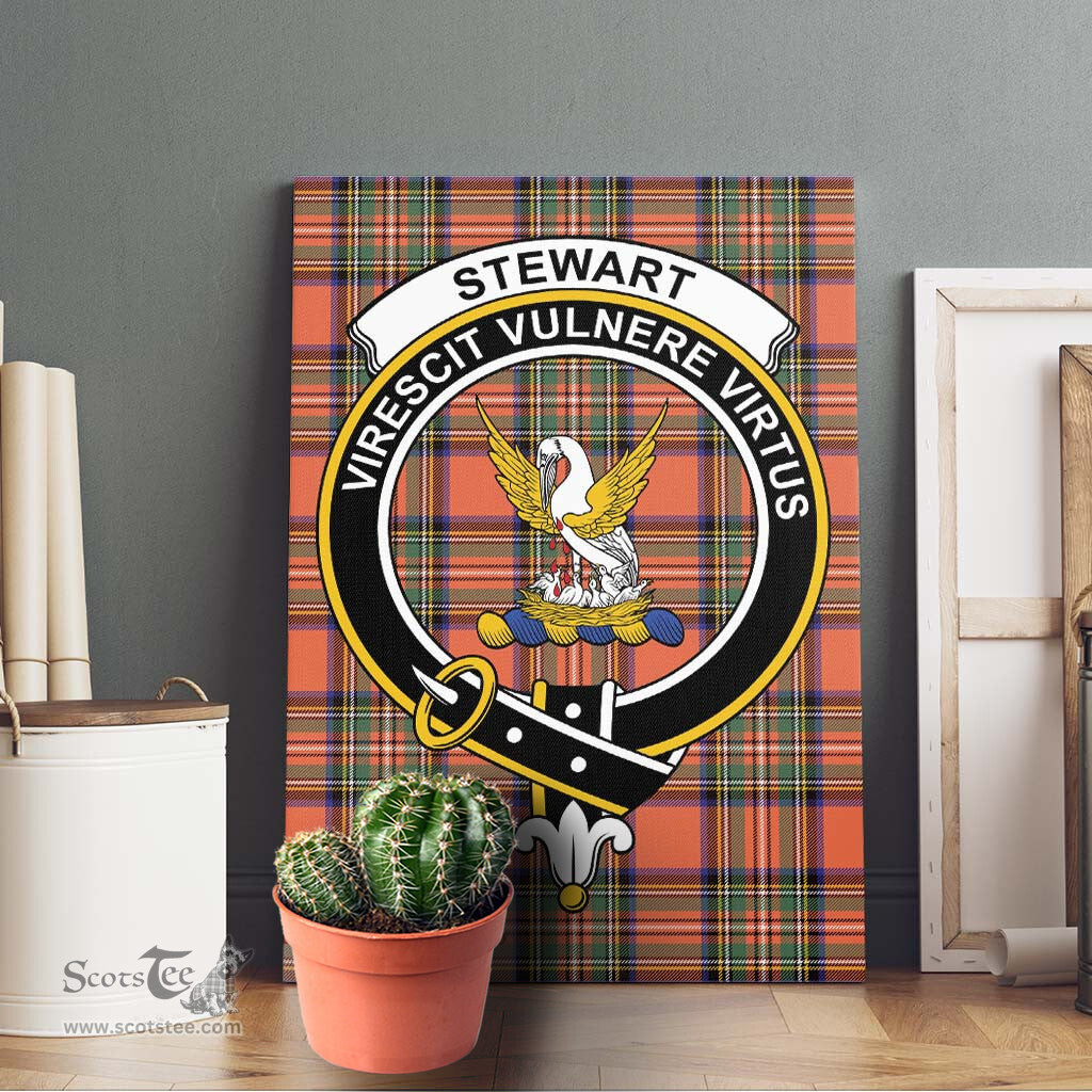 ScotsTee Shop Scottish Stewart Royal Ancient Clan Crest Tartan Framed Canvas Print Wall Art