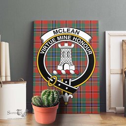 ScotsTee Shop Scottish McLean of Duart Ancient Clan Crest Tartan Framed Canvas Print Wall Art