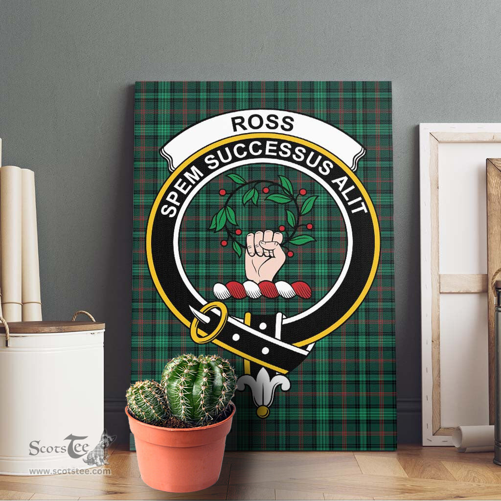 ScotsTee Shop Scottish Ross Hunting Modern Clan Crest Tartan Framed Canvas Print Wall Art