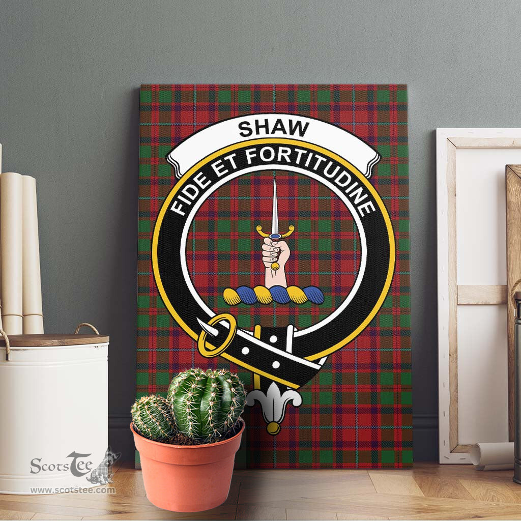 ScotsTee Shop Scottish Shaw of Tordarroch Red Dress Clan Crest Tartan Framed Canvas Print Wall Art