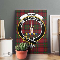 ScotsTee Shop Scottish Shaw of Tordarroch Red Dress Clan Crest Tartan Framed Canvas Print Wall Art