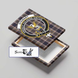ScotsTee Shop Scottish Stewart Navy Clan Crest Tartan Framed Canvas Print Wall Art