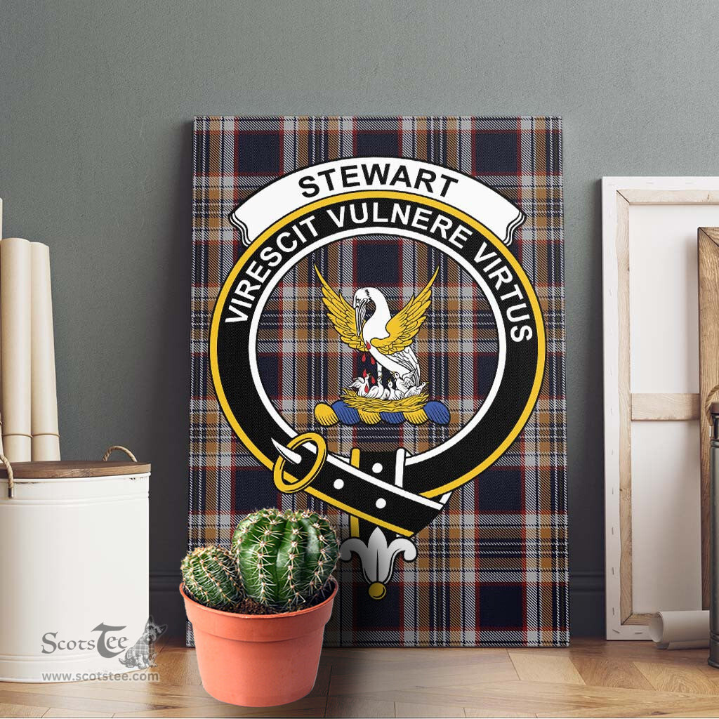 ScotsTee Shop Scottish Stewart Navy Clan Crest Tartan Framed Canvas Print Wall Art