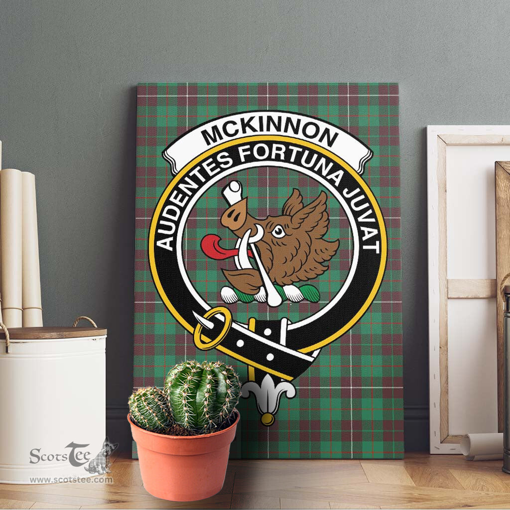 ScotsTee Shop Scottish McKinnon Hunting Ancient Clan Crest Tartan Framed Canvas Print Wall Art