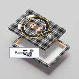 ScotsTee Shop Scottish Menzies Black and White Clan Crest Tartan Framed Canvas Print Wall Art