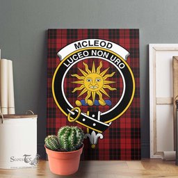 ScotsTee Shop Scottish McLeod of Raasay Highland Clan Crest Tartan Framed Canvas Print Wall Art