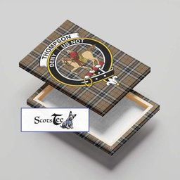 ScotsTee Shop Scottish Thompson Society Camel Clan Crest Tartan Framed Canvas Print Wall Art